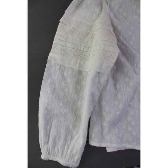 Zara Girls NWT Romantic Plumetis Shirt with Pintucks Ecru Cream White 7 - Picture 5 of 9